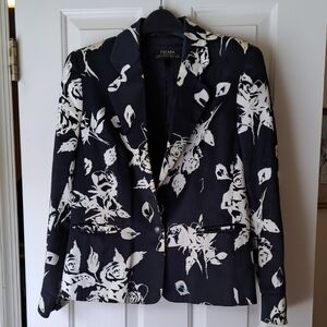 Escada Black and White Floral Blazer